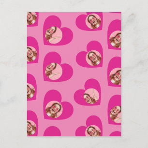 Photo Collage Valentine Day Hearts Rosa Vykort
