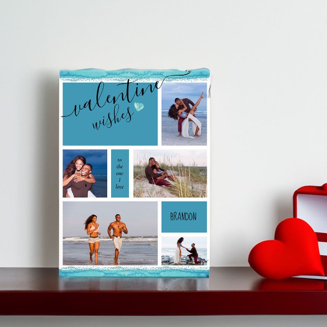 Photo Collage Valentine Önskemål till One I Kärlek Julkort (Photo Collage Valentines Card to the one I love)
