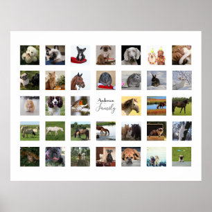 PHOTO COLLAGE WALL ART-34 Square Photos Instagram Poster