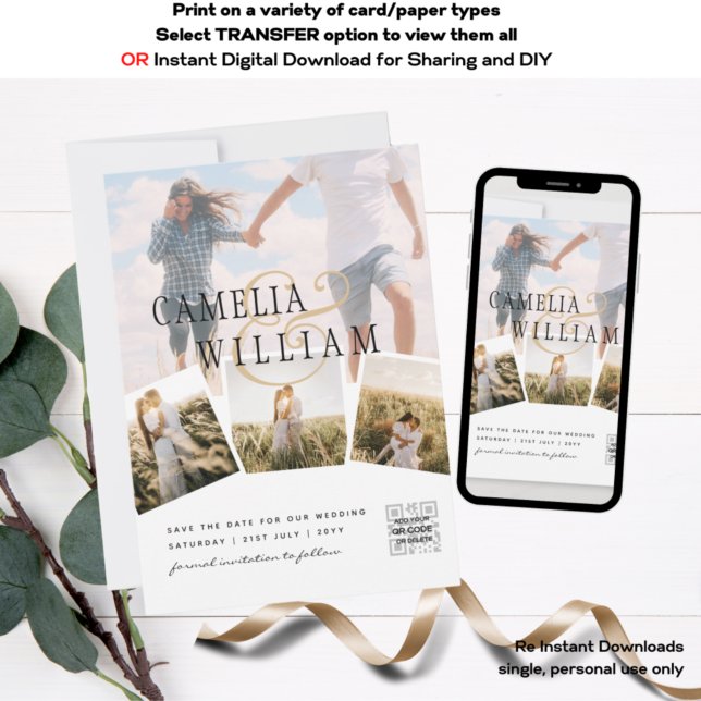 Photo Collage White Print eller Digital Bröllop In Inbjudningar (Skapare uppladdad)