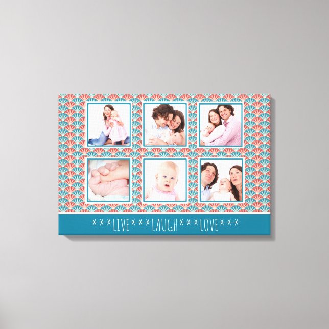 Photo Collage with Decorative Fan Pattern Canvastryck (Framsida)