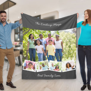 Photo Collage Zigzag Photo Strip Best Family någon Fleecefilt