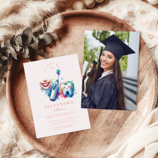 Photo Colorful Watercolor Dentist Studenten Inbjudningar (Skapare uppladdad)