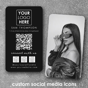 Photo Connect med US Social Media QR-kodsLogotyp Visitkort