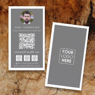 Photo Connect med US Social Media QR-kodsLogotyp Visitkort