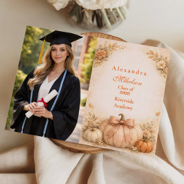 Photo Coquette Bow Pumpkin Fall Graduation Meddelande