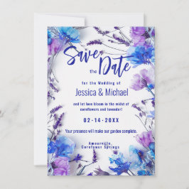 Photo Cornblommor och Lavender Elegance Spara Datumet