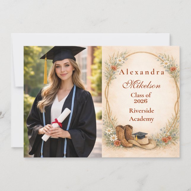 Photo Country Wildflower Graduation Party Meddelande (Framsida)