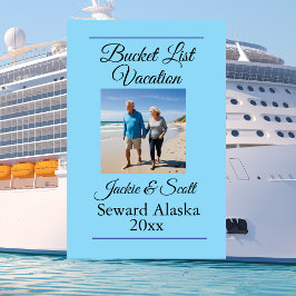 Photo Cruise Vacation Bucket List blue Personalize Magnet
