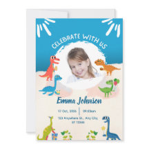 Photo Cute Dinosaurs, För barn Birthday-inbjudan