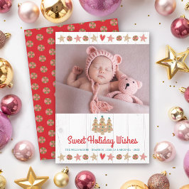 Photo Cute Gingerbröd Sweet Önskemål Rustic Wood Julkort