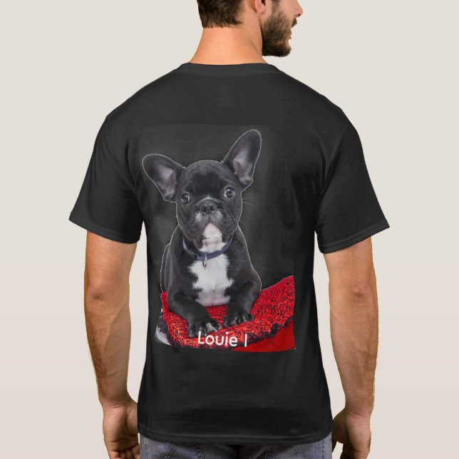 Photo Cute Louie I Black Fransk Bulldog T-Shirt (Baksida)