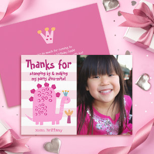 Photo Cute Rosa Dinosaur Kawaii Roligt Girl Birthd Tack Kort