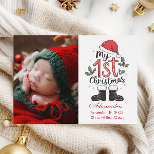 Photo Cute Santa Baby 1:a jul Julkort