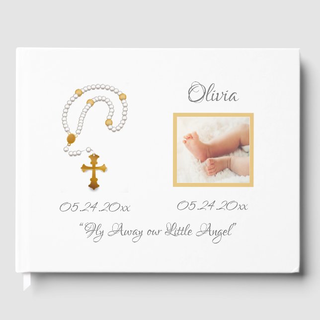 Photo Death Keepsaké Fly Away Angel Funeral Gästböcker (Framsida)