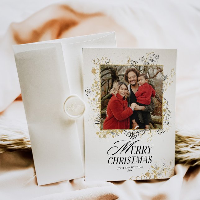 Photo Digital för Hjort Black och Guld Julkort (Skapare uppladdad)