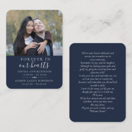 Photo Double Memorial Funeral Blue Prayer Card Visitkort