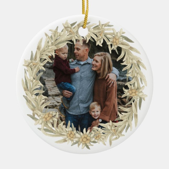 Photo Edelweiss Alpine Blommigt WAN Julgransprydnad Keramik (Framsidan)