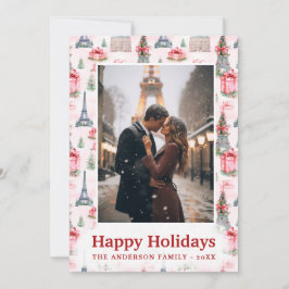 Photo Eiffel Torn Chic Paris Rosa jul Julkort