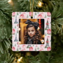 Photo Eiffel Torn Paris Chic Rosa jul Julgransprydnad Keramik