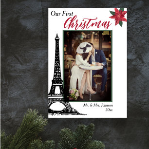 Photo Eiffel Torn Paris-parets första jul Helgkort