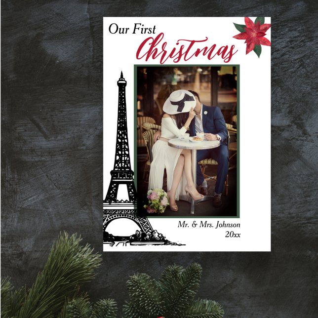Photo Eiffel Torn Paris-parets första jul Helgkort (Skapare uppladdad)