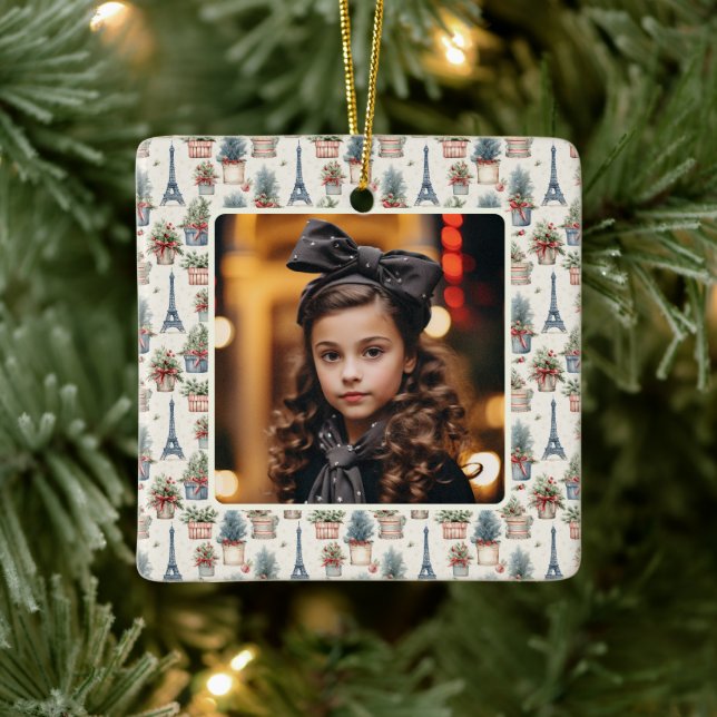 Photo Eiffel Torn Topiaries Paris jul Julgransprydnad Keramik (Träd)