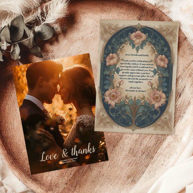 Photo Elegant Arch Art nouveau Bröllop Tack Kort (Skapare uppladdad)