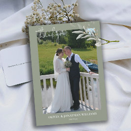 Photo Elegant Botanical Bröllop Tack Card Inbjudningar