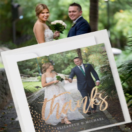 Photo Elegant bröllop Guld Square Tack Kort