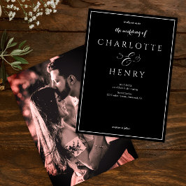 Photo Elegant Callighraphy Script Black Bröllop Inbjudningar