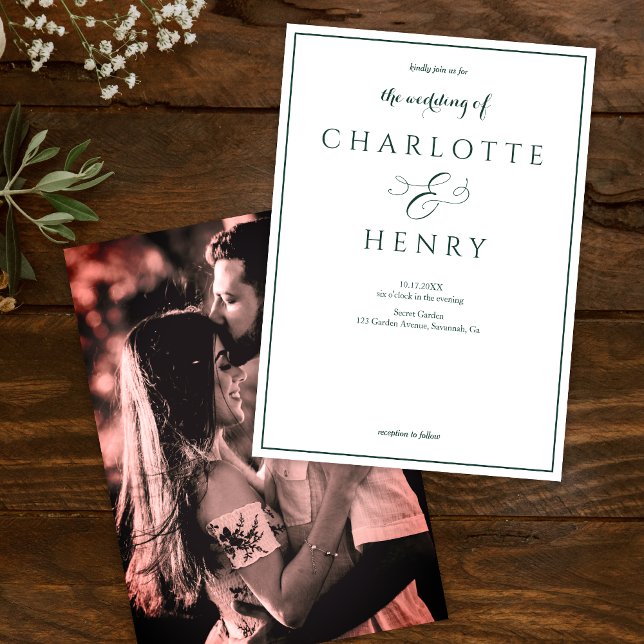 Photo Elegant Callighraphy Script Bröllop Inbjudningar (Skapare uppladdad)