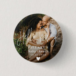 Photo Elegant Calligraphy Baby Shower Hej baby Knapp
