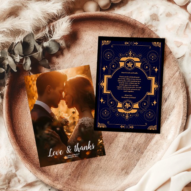 Photo Elegant Celestial Bröllop Tack Kort (Skapare uppladdad)