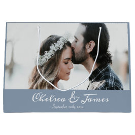 Photo Elegant Dusty Blue White Calligraphy Namn