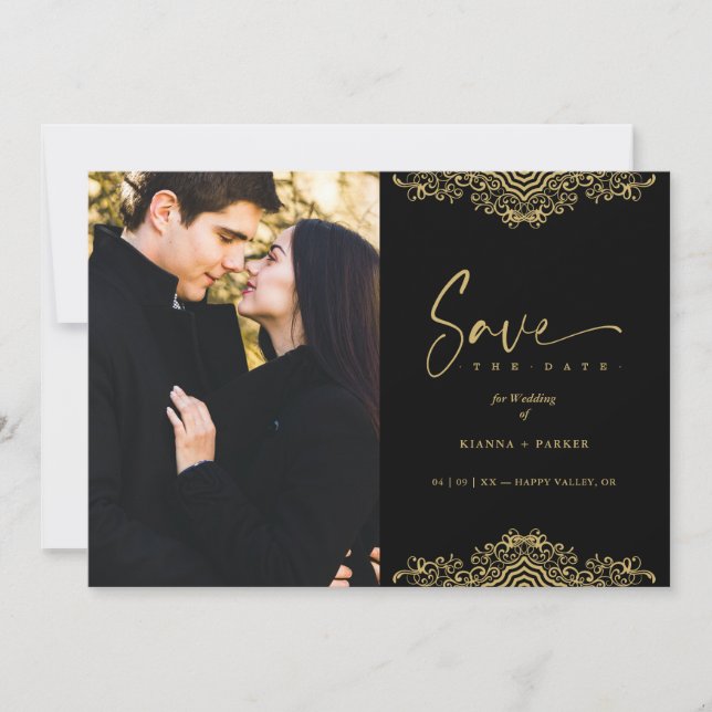 Photo Elegant Fake Golden Filigree Wedding (Framsida)