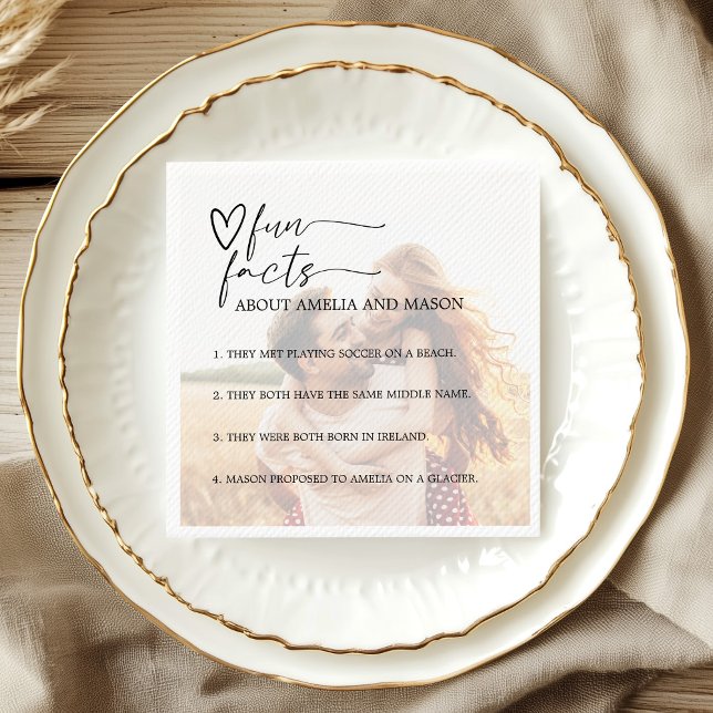 Photo Elegant Fun Facts Wedding Pappersservett (Photo Elegant Fun Facts Wedding Napkins)