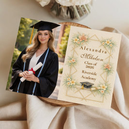Photo Elegant Gold Geometric Floral Graduation Meddelande