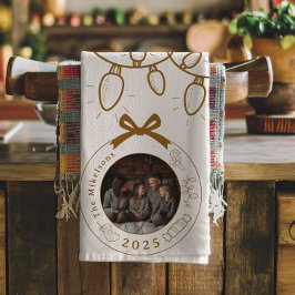 Photo Elegant Guld Line Art jul Kökshandduk