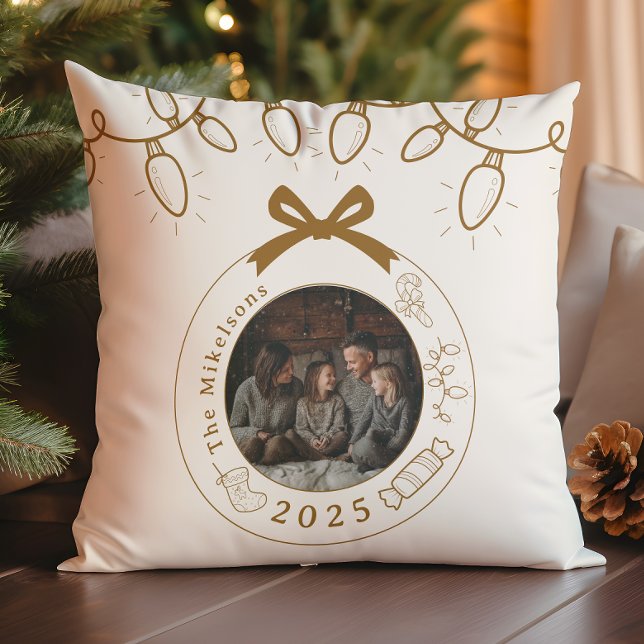 Photo Elegant Guld Line Art jul Kudde (Skapare uppladdad)