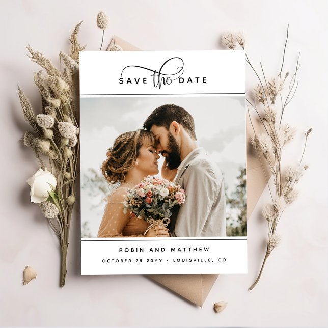 Photo, Elegant Modern Romantic and Minimal Wedding Spara Datumet (Skapare uppladdad)