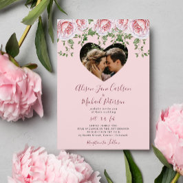 Photo elegant ro Valentine rosa bröllop Inbjudningar