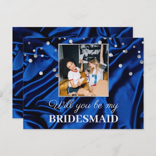 Photo Elegant Royal Blue blir min bridesmaid Vykort (Fram/baksida)