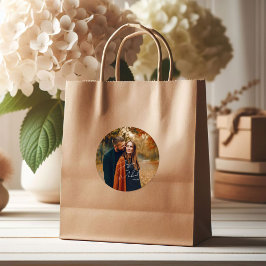 Photo Elegant Script Boho Bröllop Runt Klistermärke