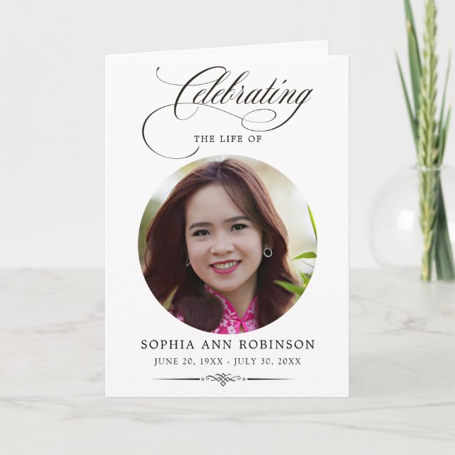 Photo Elegant Script Memorial Remembrance Program  (Framsida)