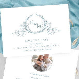 Photo, Elegant Sea Glass Monogram Wedding Spara Datumet