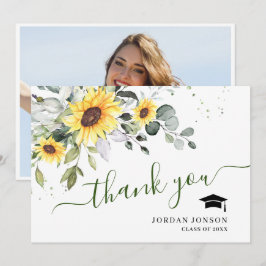 PHOTO-Elegant Solblommor Eucalyptus Studenten Tack Kort