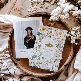 Photo Elegant Vintage Blommigt Studenten Inbjudningar