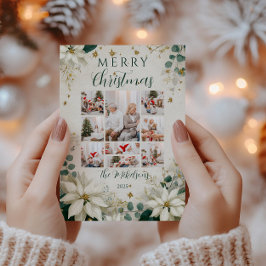 Photo Elegant White Poinsettia jul Julkort