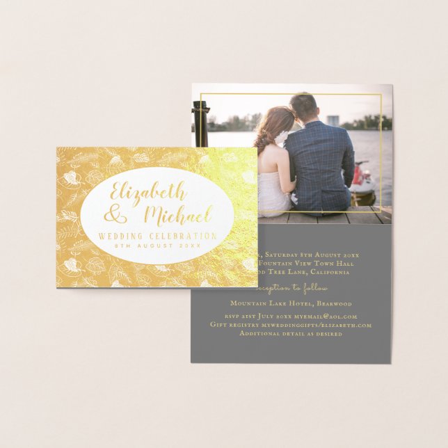 PHOTO-Eleganten Löv BRÖLLOP Folierat Kort (Display)